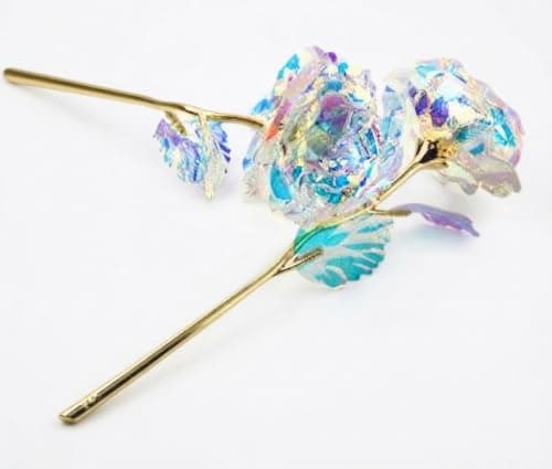 3 Pack Shiny Artificial Roses Gold Stems Transparent Decor for Home Office Artificial plant