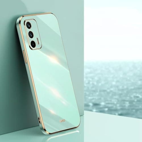 Case (Compatible With Oppo A95) Made Of Flexible Silicone (TPU) And Featuring A Scratch-Resistant Plated Frame Design (Mint Green) Cellular phone case
