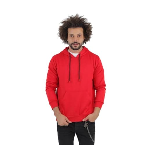 mens closed hoodie,RED,M