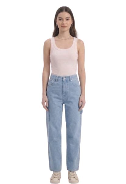 Women's Wide Leg Carpenter Jeans, High Waist, Casual Style-2002