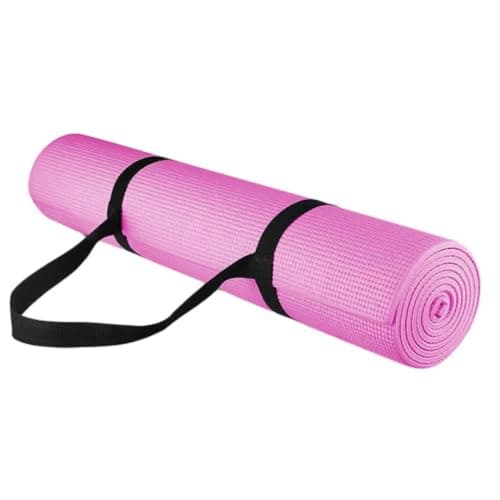 Yoga Mat For Exercise, 61 x 183 cm, PVC, Non Slip, Sweat Resistant | Extra Comfort Design With Carry Strap, Ideal For Yoga, Pilates, Stretching, Fitness, Home Workouts And Gym Sessions