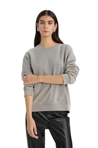 DeFacto Woman Oversize Fit Lt.Grey Knitted Sweat Shirt, LightGrey L