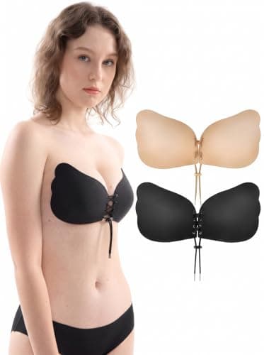 INFINITY PLUS Invisible Adhesive Bra for Women – Reusable Strapless Push Up Bra, Strong Hold Long Lasting, Comfortable and Perfect for Open Dress, Evening, Wedding