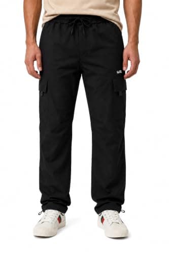 Men’s Casual Regular Jogger Pants – Adjustable Drawstring- Black