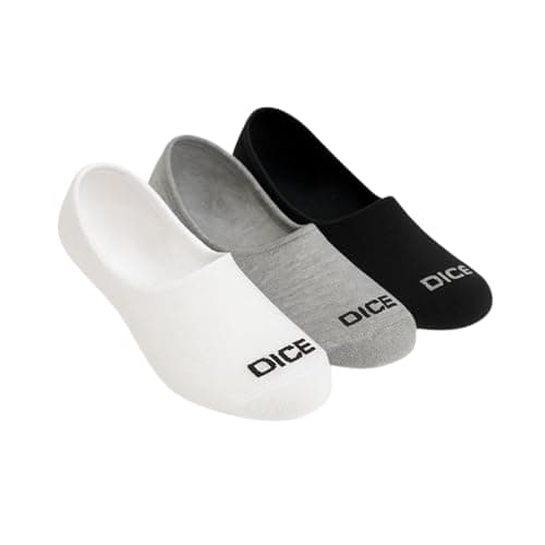 DICE No-Show Socks, Pack of 3, White Grey Black, Low Cut Cotton Blend