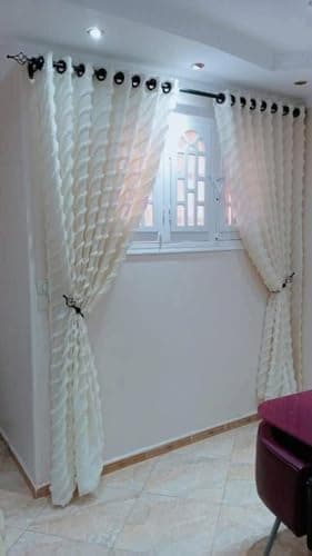 Generic Fawry Factory Elegant Sheer Curtain, White, Linen, 150x260 cm, Grommet Top, Modern Style .sr (gra)