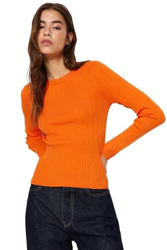 Trendyol womens Crew neck Animal print Fitted Sweater Sweater (pack of 1)