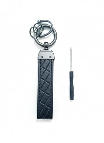 Car keychain - suitable for car - motorcycle and family - leather and metal - practical and fashionable - black - aga