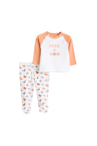 Junior Baby Boys 2-Piece Autumn Outfit Set – Long Sleeve Printed T-Shirt & Soft Pants, Cotton Blend Infant Clothing Set, Multicolor, 24 Coordinated outfit