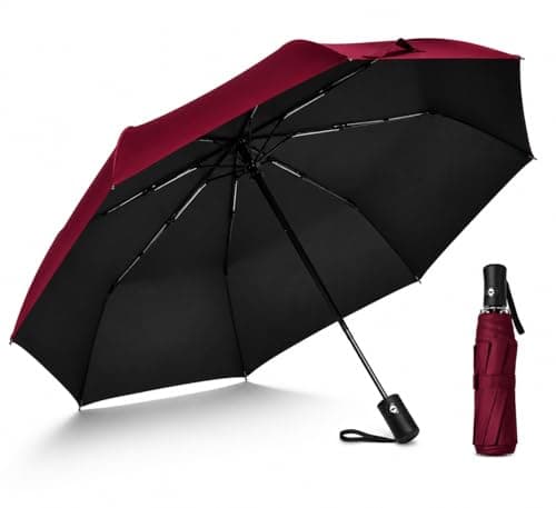 Lightweight Folding Umbrella, Auto Open and Close, 100cm, Sun and Rain, Daily Use and Travel Portable Compact Umbrellas for Women and Men