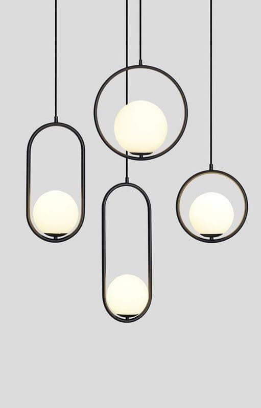 Generic Pendant Light 4 Bulb Without Bulbs 60x60x60 cm Black