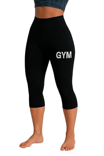 MIZA Women's Sports Knee Pentacor Black with White Details, High Waist Fabric for Gym, Workout, Home Use for Girls and Women Pants