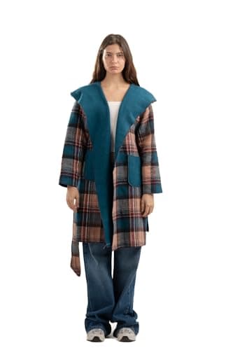 ASTK Womens Checkered Wool Blend Coat