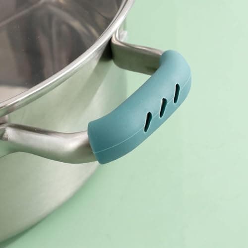 Silicone Pot Handle Covers Heat Resistant Anti-Slip Grips for Metal Pans and Stainless Steel Cookware Thermal Insulation Sleeve Set 2-Pack Gray