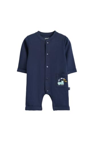 Junior Baby Boys Long Sleeve Romper Jumpsuit - Soft Cotton Blend One-Piece Outfit with Snap Closure, Printed Infant Playsuit, Multicolor, 03