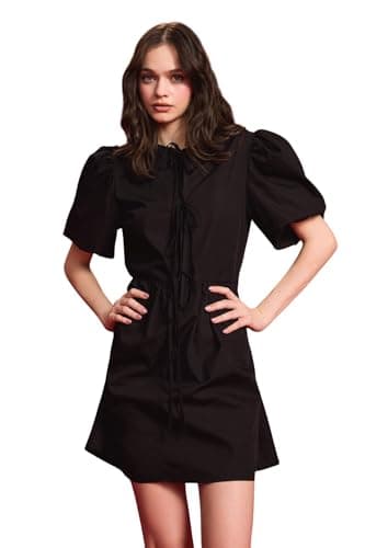 DeFacto womens Young Fit And Flare C Neck Short Sleeve Dress & Skirt Short Sleeve Woven Dress Short (pack of 1)