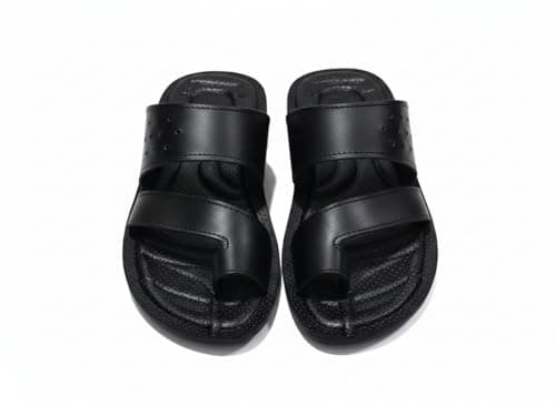 Al-Rahal Premium Genuine Leather Slippers for Men - Comfortable and Soft, Casual and Distinctive Two-Tone Design - Polytan (PU) Sole Lightweight and Medical - Available in Sizes (41-46)