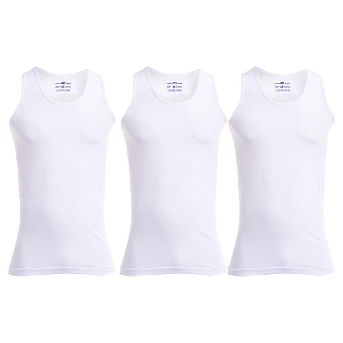 Mesery Set Of 3 Breathable Cotton Undershirts - White Shirt
