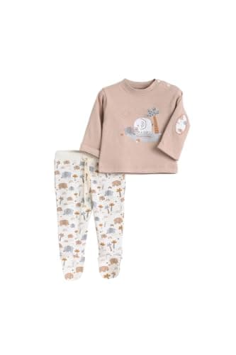 Junior Baby Boys 2-Piece Autumn Outfit Set – Long Sleeve Printed T-Shirt & Soft Pants, Cotton Blend Infant Clothing Set, Multicolor, 24 Coordinated outfit