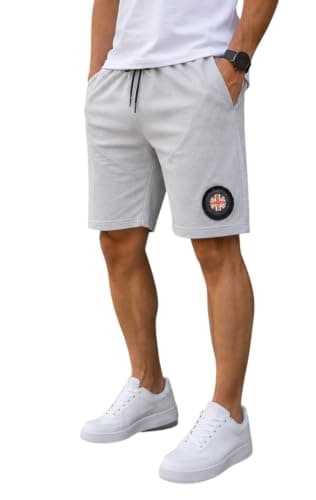 Miza Men's Elastic Bengaline Shorts with Laser Embroidery Patch, Elastic Waist, Side Pockets