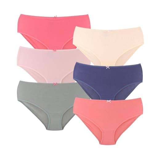 Karma Pack of 6 Cotton High Side Brief Cotton Panties Underwear for Women Underpants