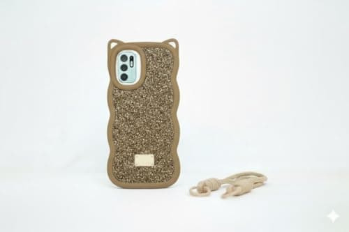 Diamond Glitter Case for Reno 6 4G, Luxury Crystal Wavy Glitter Soft Silicone Case (Light Brown) Cellular phone case