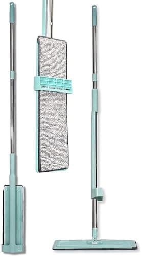 Aioti Microfiber Mop for Floor Cleaning, Self Wringing Mop with 3 Washable Mop Pads, with Dust Mop and 30 Floor Cleaning Pads, Wet and Dry Cleaning for Parquet Floors, Windows