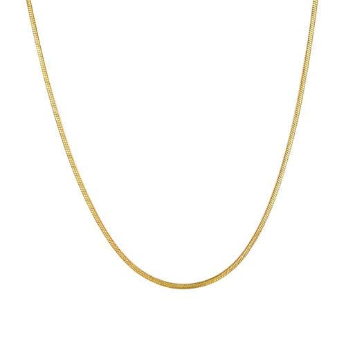 Fiusem Gold Necklace for Women, 14K Gold Plated Herringbone Chain Necklaces, Gold Snake Chain Choker Necklaces for Women