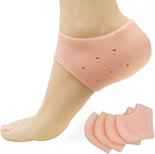 Heel Protectors Silicone, 2 Pairs Gel Heel Pads Cushion for Blister Prevention Achilles Tendinitis, Heal Dry ed Heels Plantar Fasciitis Inserts, Breathable Heel Cups for Heel Pain, Men and Women Shoe insert