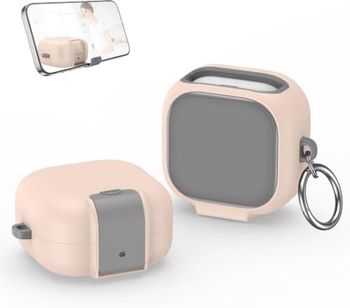 Modern Lock Case for (Compatible with Samsung Galaxy Buds 4/4 Pro) (2026), Rugged Protection with Secure Lock for Samsung Buds 4 Pro Cover, Phone Holder Function (Pink)