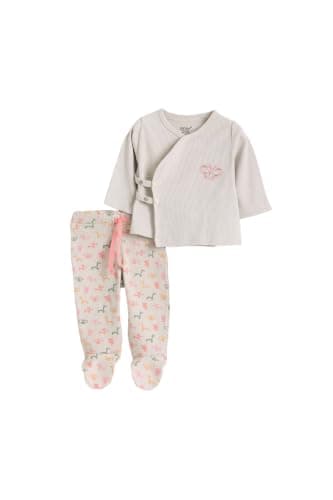 Junior Baby Girls 2-Piece Autumn Outfit Set - Long Sleeve Button Jacket & Printed Pants, Soft Cotton Blend Infant Clothing Set, Multicolor, 03 Coordinated outfit