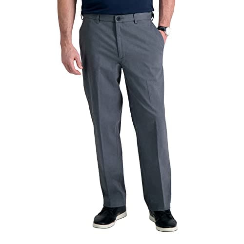 Haggar mens Classic Fit Flat-front Hidden Expandable Waistband Premium No Iron Khaki Khakis (pack of 1)