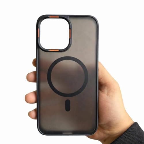 EcoSystem Magnetic Matte Case for iPhone 12 & iPhone 12 Pro (6.1 Inch) – Shockproof Slim Transparent Cover with Camera Protection, Anti-Fingerprint, Wireless Charging Compatible – (Black) Cellular phone case