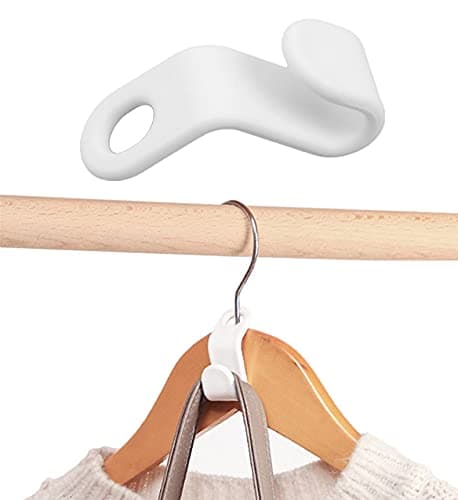 Woonsoon 40 Pcs Clothes Hanger Connector Hooks, Outfit Hangers, Hanger Extender Clips, Cascading Hanger Hooks, Household Strong Load-Bearing Closet Hook, Clothes Hangers Space Saving, White (Q13)