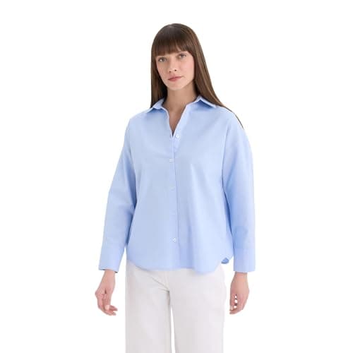 DeFacto Womens Casual Oversize Fit Shirt Neck Long Sleeve Woven Top Long Sleeve Shirt Shirt (pack of 1)