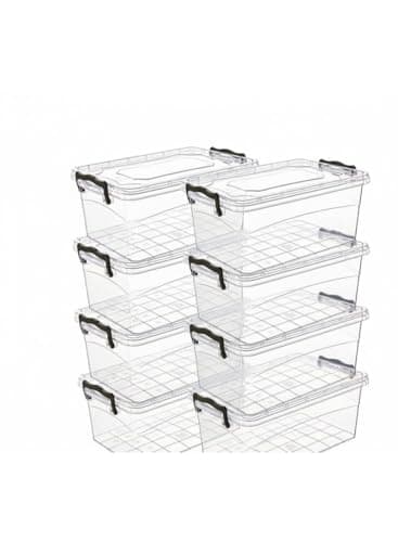Clear Plastic Storage Container with Lids and Locks Set of 8 Pieces - 3L Storage box