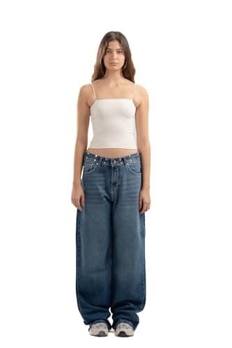 ASTK Womens Studded Wide Leg Jeans Pants