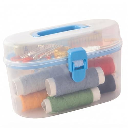 Portable Mini Sewing Kit Travel Sewing Tool Box with Thread Storage Compact Organizer for Home and Travel (Random Color)