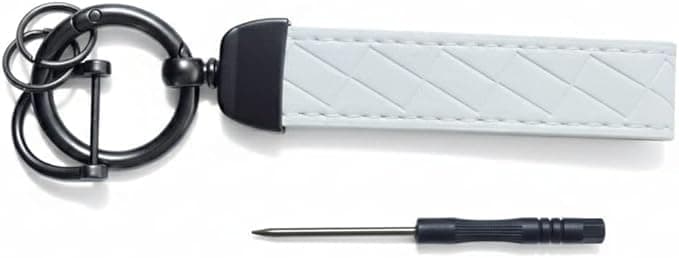 Fashion Shape Keychain - Car Keychain - Car Keychain - Suitable for Car, Motorcycle, Family - Leather and Metal - Practical - Modern Design - White - aga