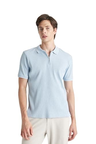 DeFacto Mens Smart Casual Slim Fit Polo Neck Short Sleeve Knitted Polo T-Shirt Polo (pack of 1)