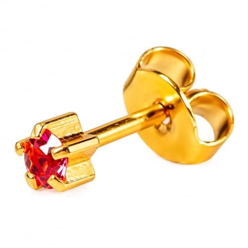 Caflon Gold Tone Stud Earring with Round Stone, Prong Set Push Back Earring, Classic Minimalist Jewelry