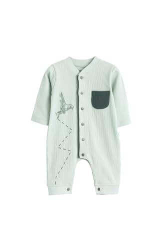 Junior Baby Boys Long Sleeve Romper Jumpsuit - Soft Cotton Blend One-Piece Outfit with Snap Closure, Printed Infant Playsuit, Multicolor, 06