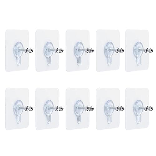 MEISO 10 x Adhesive Wall Screws Hanging Nails for Hanging Adhesive Screws Wall Mounting Hooks for Kitchen, Bathroom, Bedroom, Living Room