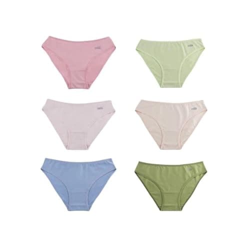 Milk Womens Pack Of 6 Cotton Plain Econo Bikini Panties Underwear XL Multicolor Underpants
