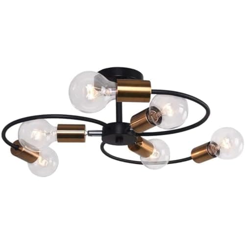 Generic Pendant Light 6 Bulb Without Bulbs 25 * 60 * 25 cm Black and Gold