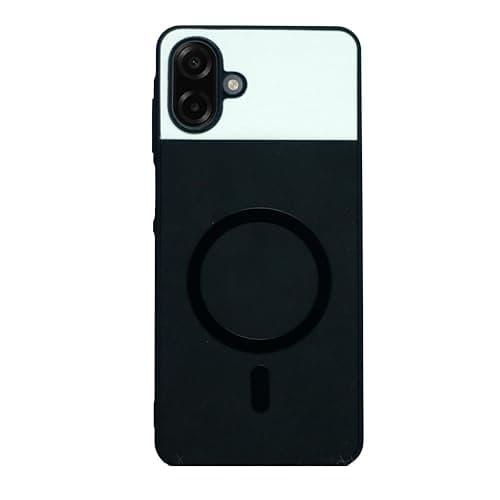 Compatible With (Samsung A07) Luxury Leather Back Case With Wireless Charging And Electroplated Shockproof Camera Frame For (Black)