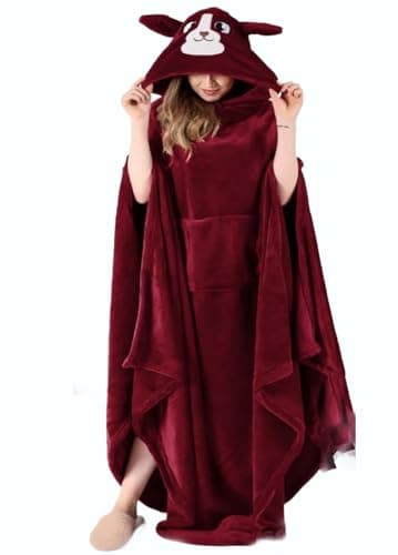 Hooded Blanket with Bunny Design, Polar Fleece, Wearable Throw, from 60 kilo to 130 kilo Apparel
