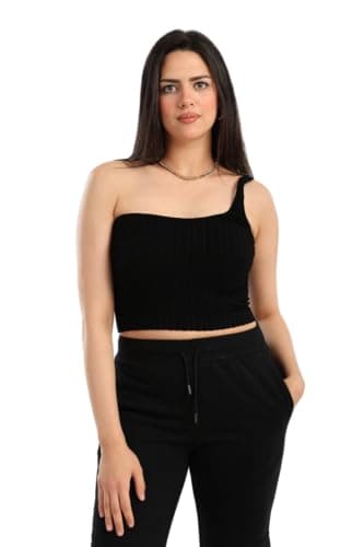 CARINA Womens Halter Neck Ribbed Crop Top Modern Shirt