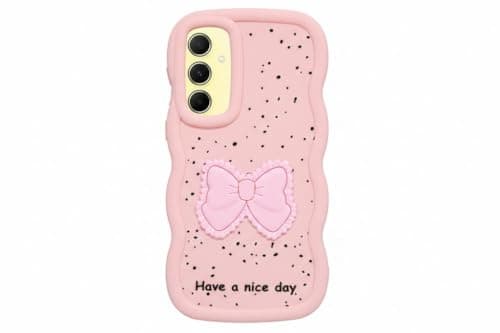 Compatible Case With Samsung A55 [Drop Protection] 3D Bow Pattern Soft TPU Shockproof Phone Case Full Body Protection (Pink) Cellular phone case