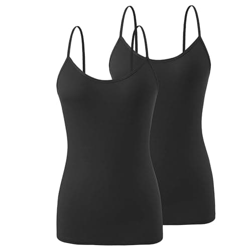 Cotton Stretch Plain Spaghetti Tops - Set of 2